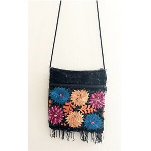 5/$15 MUST BUNDLE Floral Embroidered Black Shoulder Bag